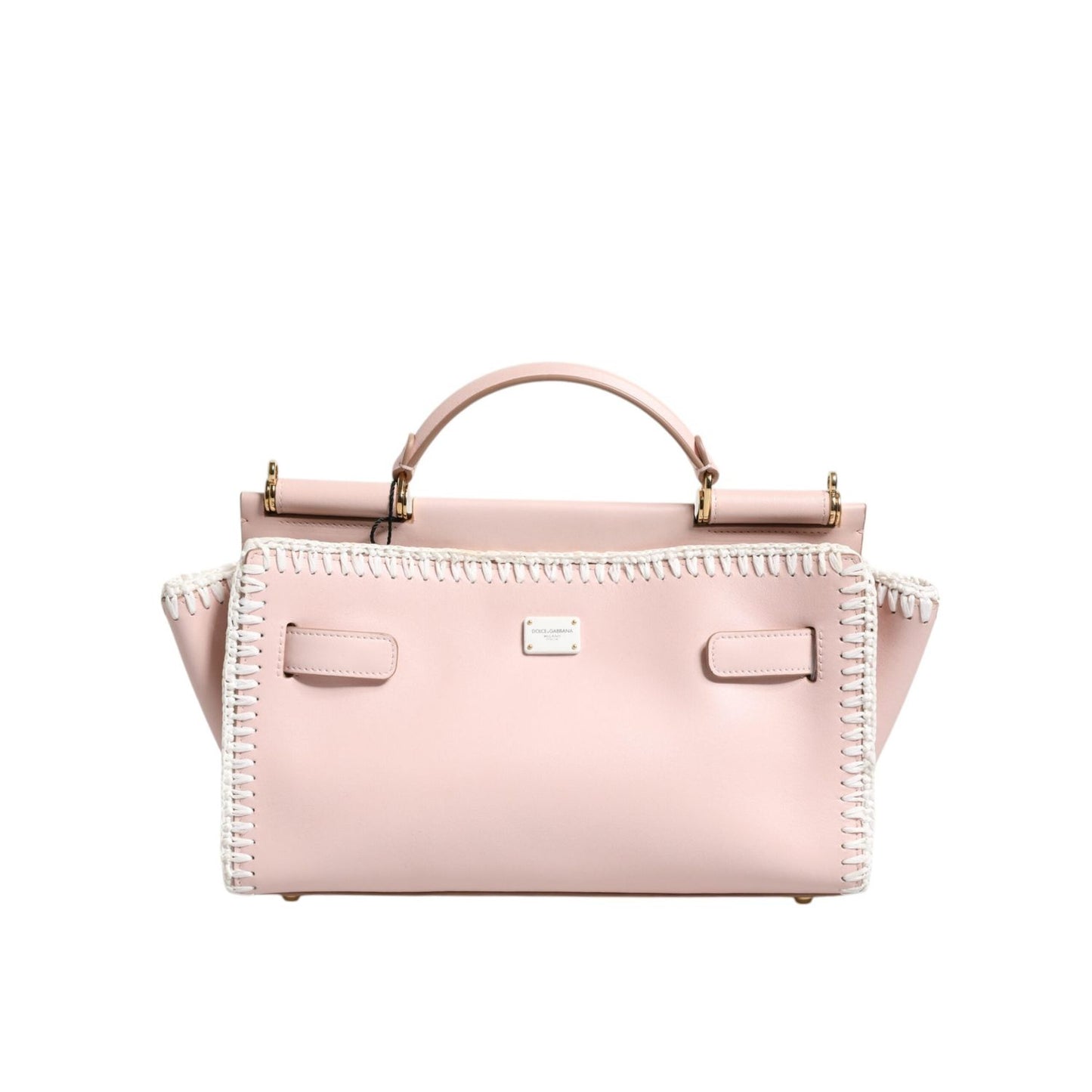 Dolce & Gabbana Light Pink Logo Plaque Soft Leather Strap Crossbody Bag BAG4009