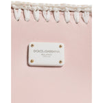 Dolce & Gabbana Light Pink Logo Plaque Soft Leather Strap Crossbody Bag BAG4009