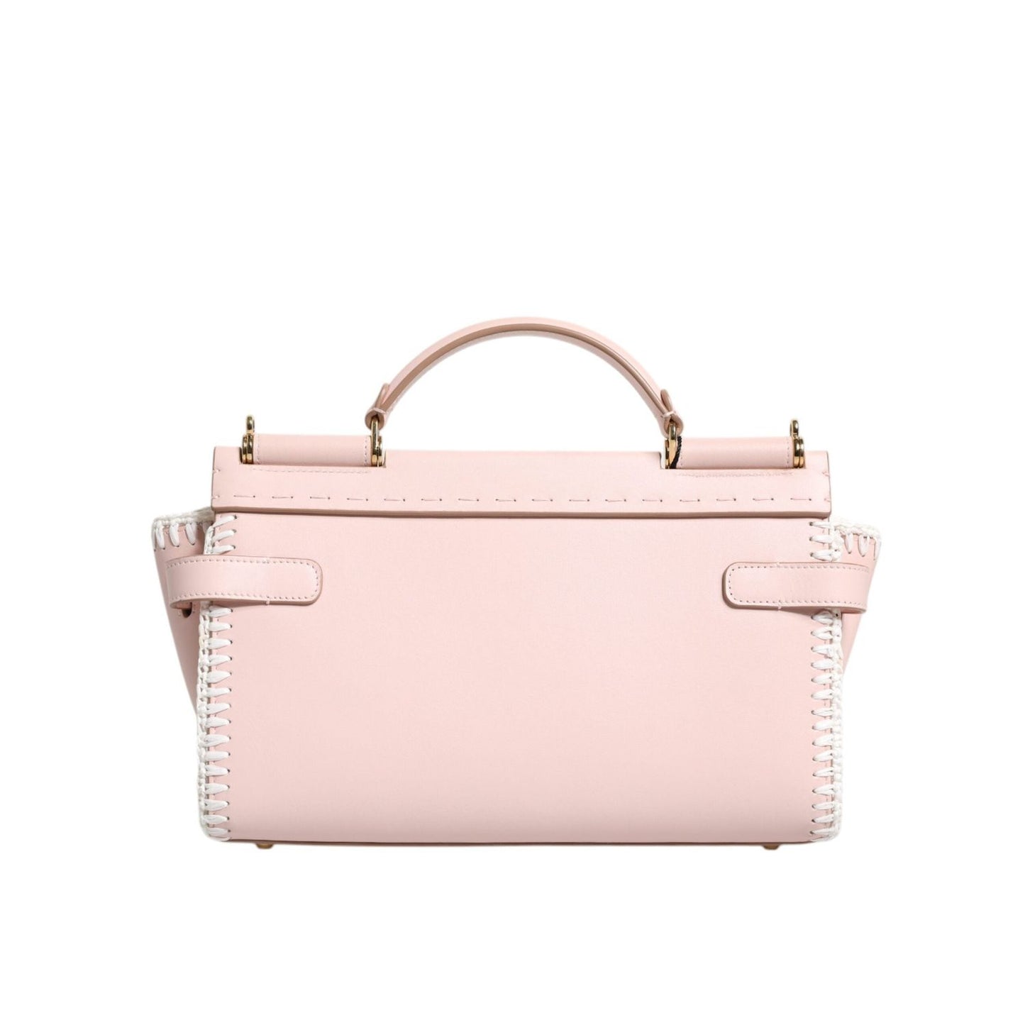 Dolce & Gabbana Light Pink Logo Plaque Soft Leather Strap Crossbody Bag BAG4009