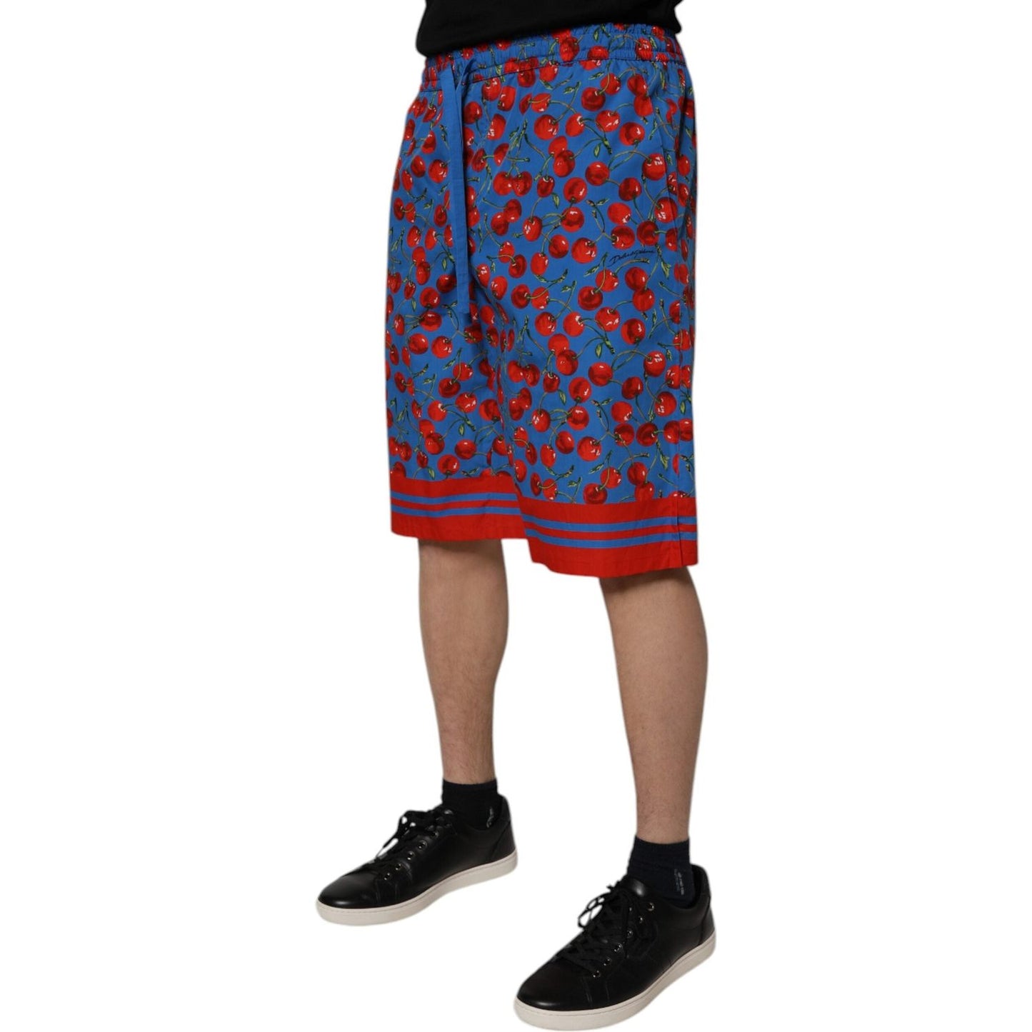Dolce & Gabbana Blue Cherry Print Cotton Men Bermuda Shorts PAN76086-48