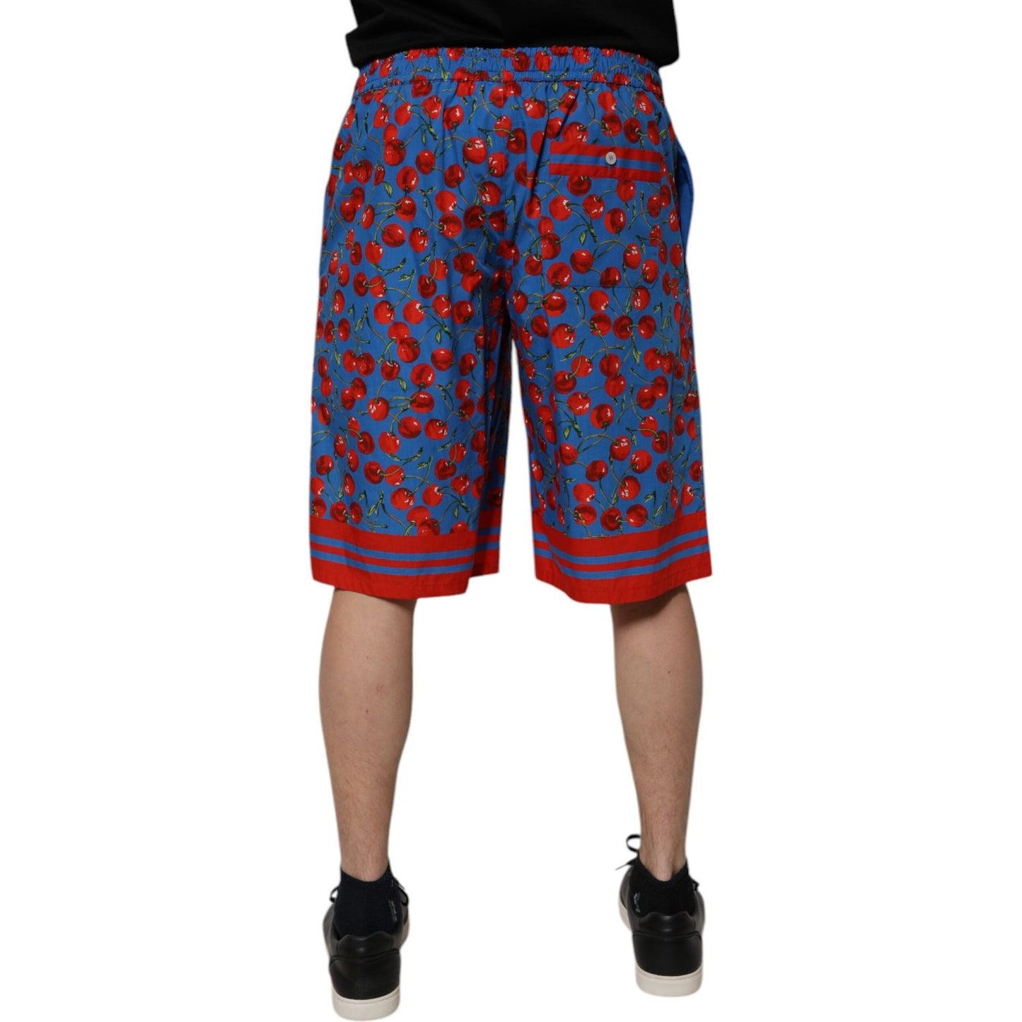 Dolce & Gabbana Blue Cherry Print Cotton Men Bermuda Shorts PAN76086-48