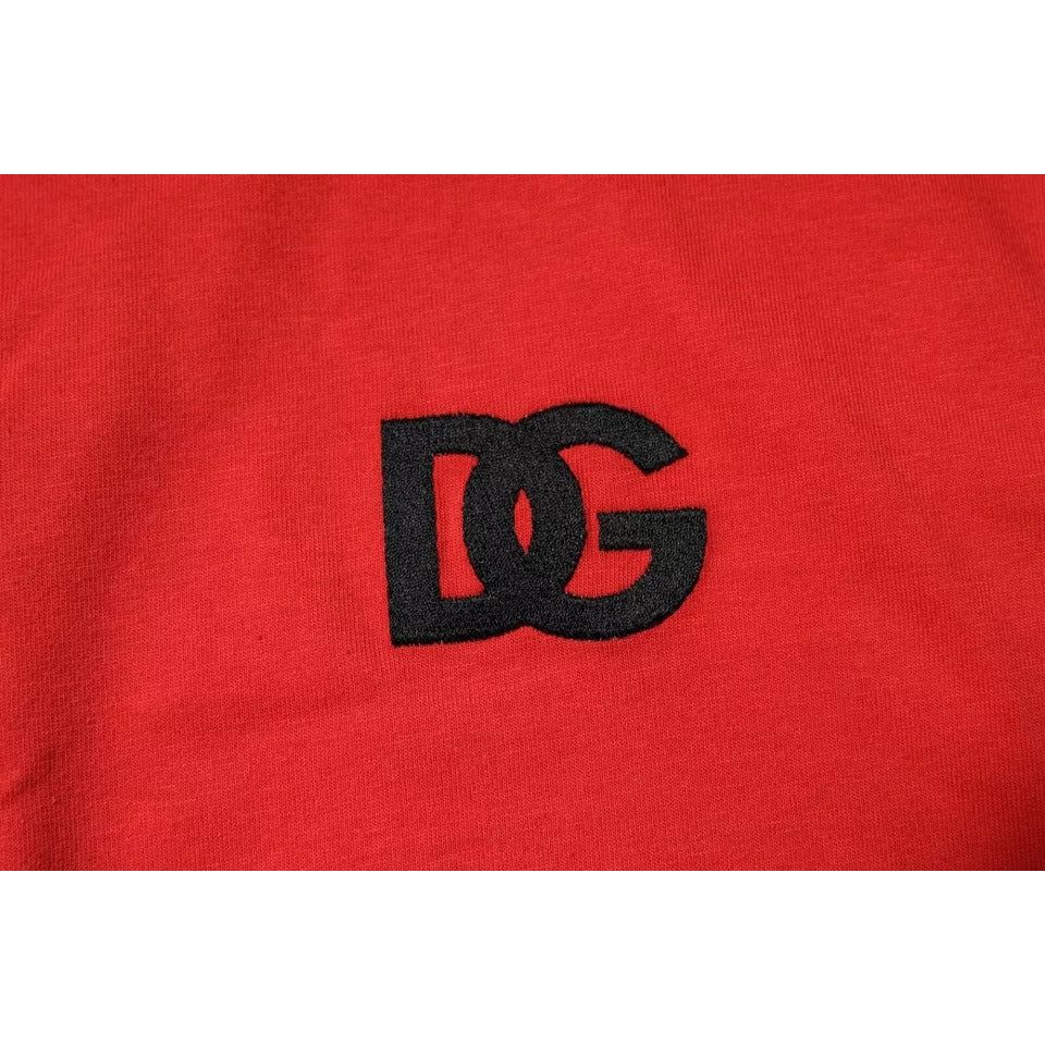 Dolce & Gabbana Red DG Logo Patch Cotton Crew Neck T-shirt TSH90066-46