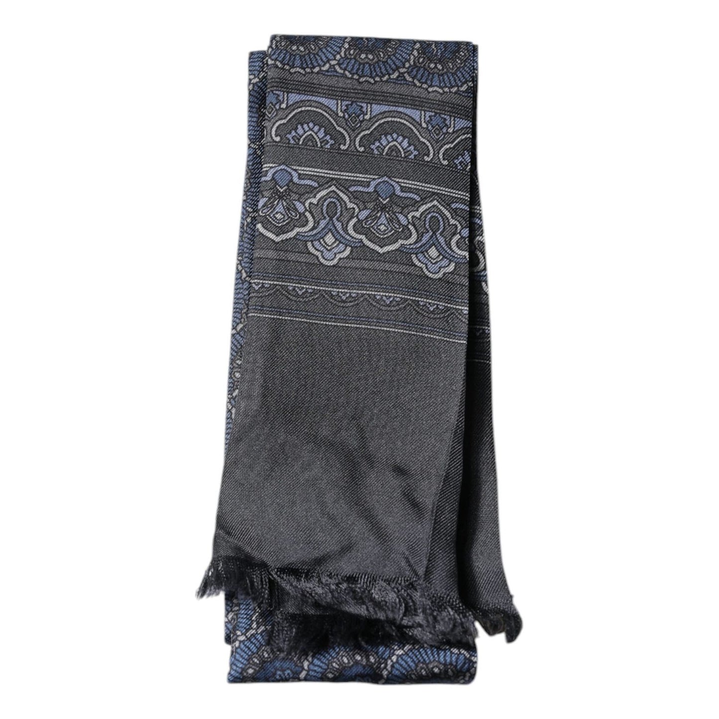 Dolce & Gabbana Dark Blue Fantasy Silk Neck Wrap Shawl Scarf MS7280
