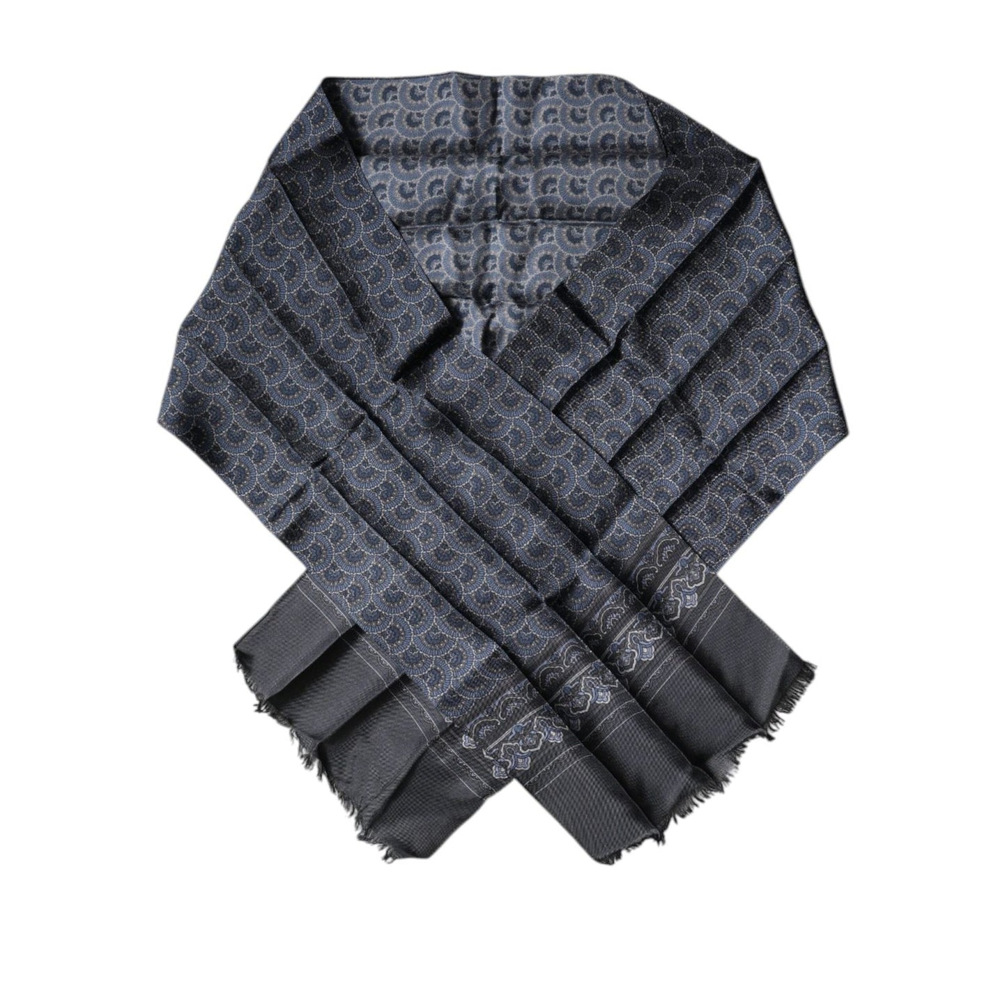 Dolce & Gabbana Dark Blue Fantasy Silk Neck Wrap Shawl Scarf MS7280