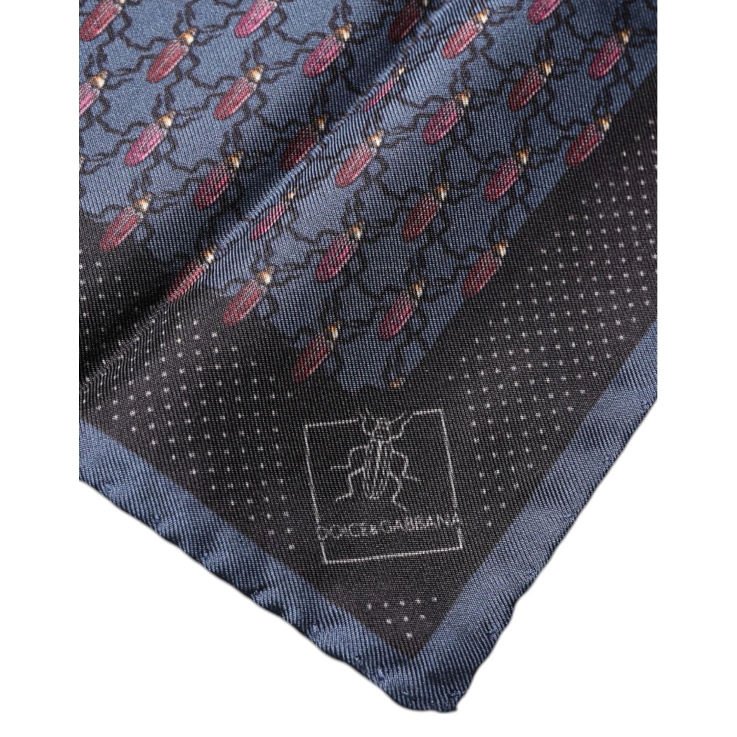 Dolce & Gabbana Dark Blue Beetle Square Handkerchief Scarf MS7289