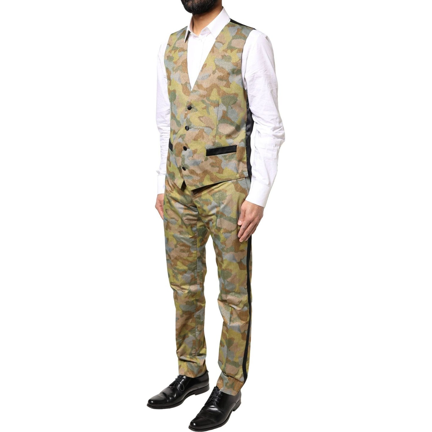 Dolce & Gabbana Multicolor Camouflage SICILIA 3 Piece Suit KOS2247-48