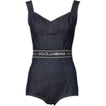Dolce & Gabbana Blue Cotton Stretch Sleeveless Bodycon Denim Bodysuit TSH84848-40