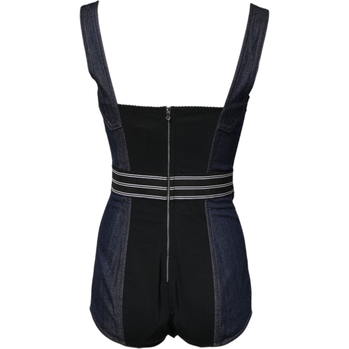 Dolce & Gabbana Blue Cotton Stretch Sleeveless Bodycon Denim Bodysuit TSH84848-40