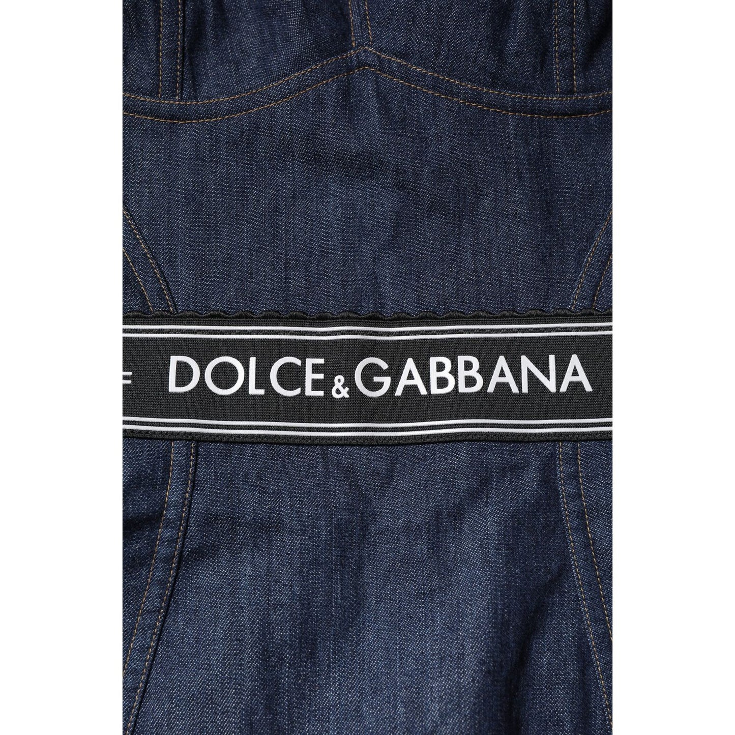 Dolce & Gabbana Blue Cotton Stretch Sleeveless Bodycon Denim Bodysuit TSH84848-40