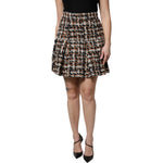 Dolce & Gabbana Multicolor High Waist Tartan Tweed Mini Skirt SKI2083-36