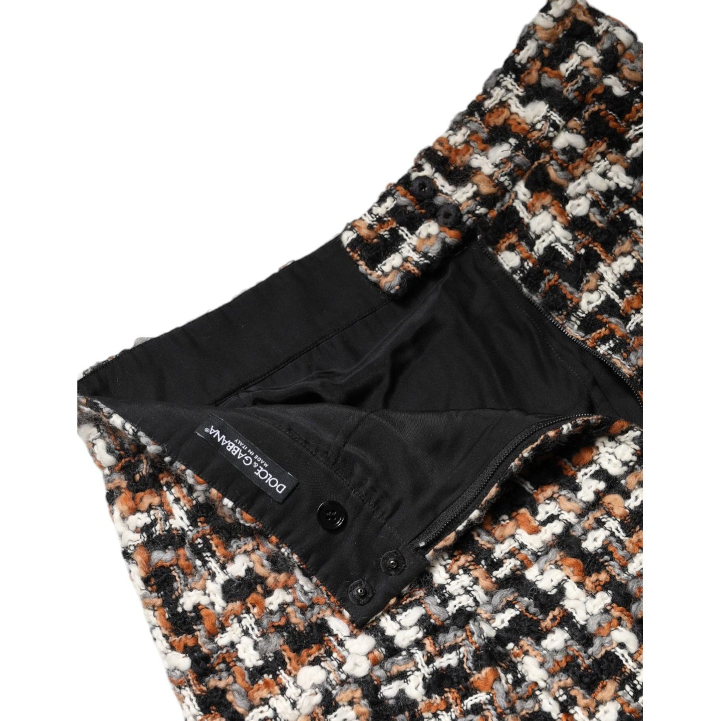 Dolce & Gabbana Multicolor High Waist Tartan Tweed Mini Skirt SKI2083-36