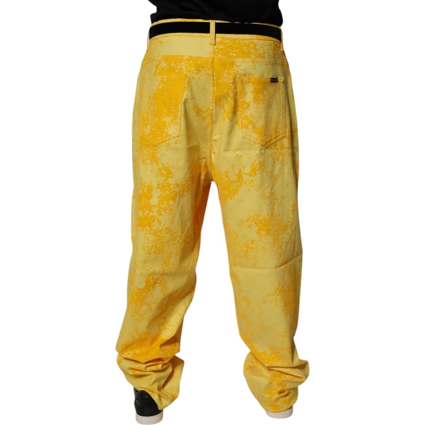 Dolce & Gabbana Yellow Tie Dye Cotton Straight Denim Jeans PAN75140-50