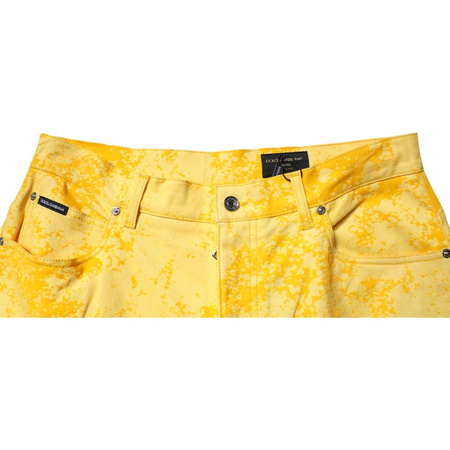 Dolce & Gabbana Yellow Tie Dye Cotton Straight Denim Jeans PAN75140-50