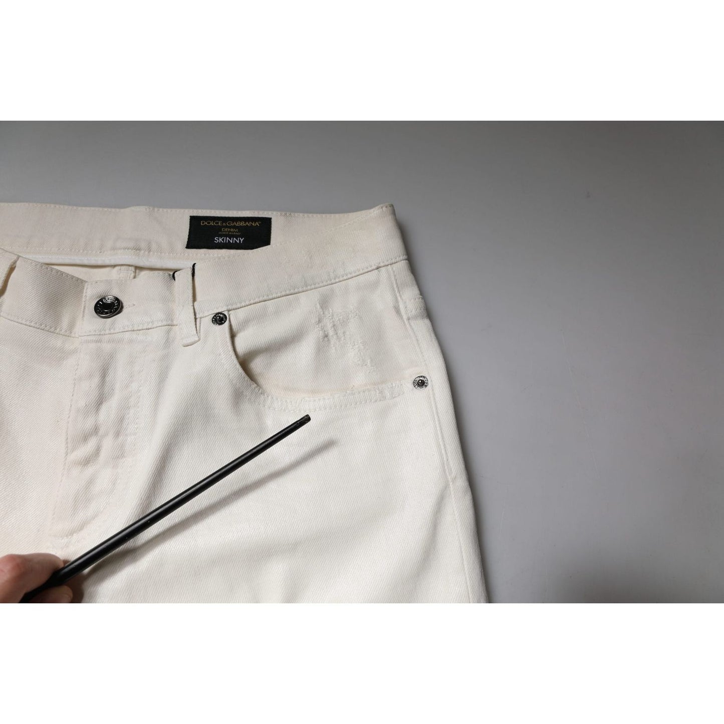 Dolce & Gabbana Off White Cotton Stretch Skinny Denim Jeans PAN75178-48
