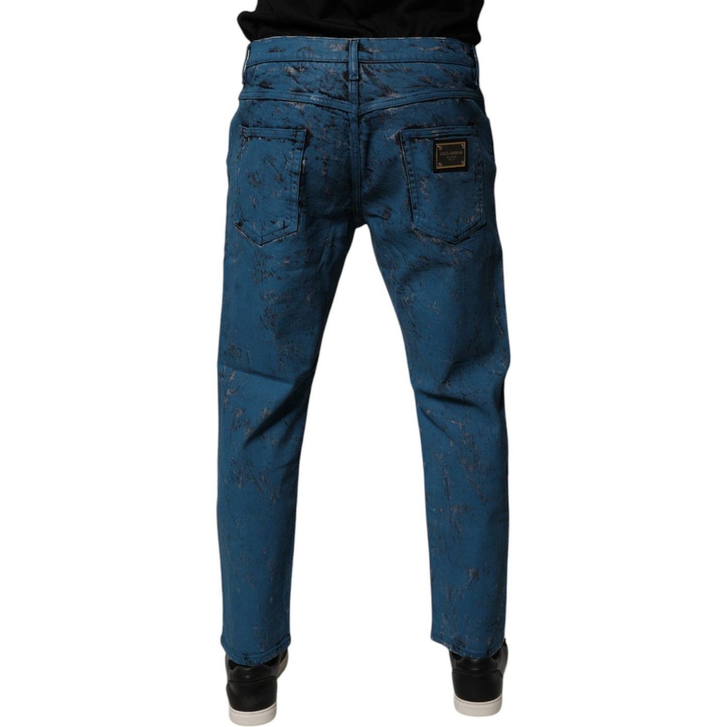 Dolce & Gabbana Blue Tie Dye Cotton Skinny Men Denim Jeans PAN75233-48