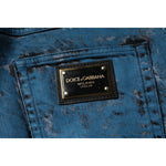 Dolce & Gabbana Blue Tie Dye Cotton Skinny Men Denim Jeans PAN75233-48