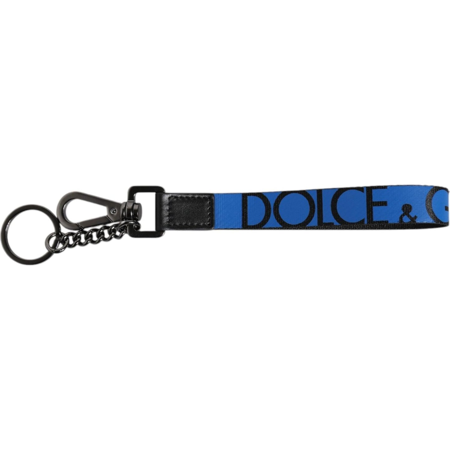 Dolce & Gabbana Blue Logo Nylon Silver Brass Men Holder Keychain Keyring SMY101343