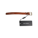 Dolce & Gabbana Brown Textured Leather Gold Metal Buckle Armband SMY10693#