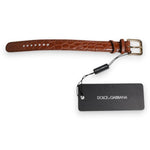 Dolce & Gabbana Brown Textured Leather Gold Metal Buckle Armband SMY10693#