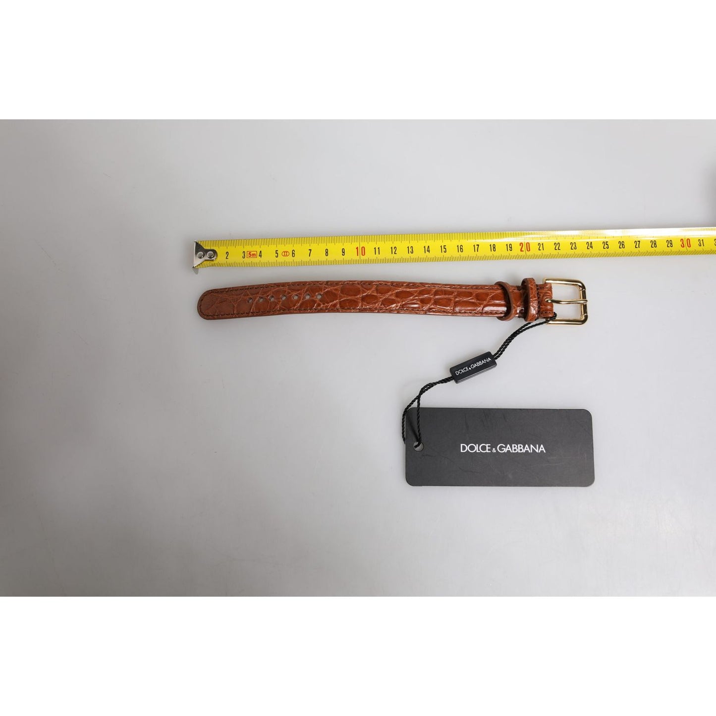 Dolce & Gabbana Brown Textured Leather Gold Metal Buckle Armband SMY10693#