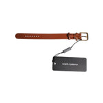 Dolce & Gabbana Brown Textured Leather Gold Metal Buckle Armband SMY10693#