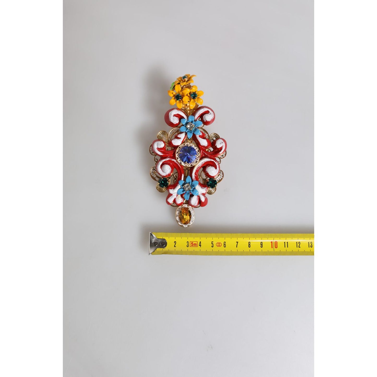 Dolce & Gabbana Multicolor Spring CARRETTO Gold Brass Crystal Hair Clip