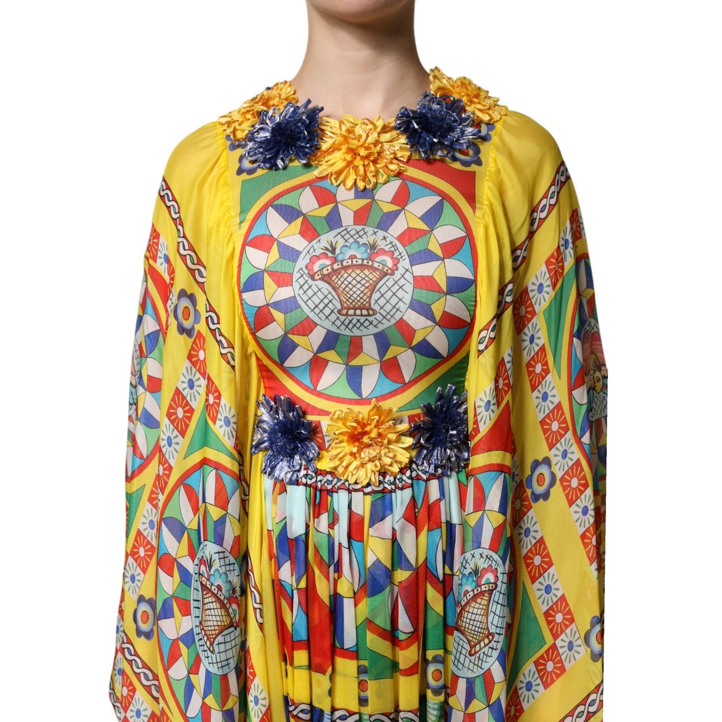 Dolce & Gabbana Multicolour Carretto Print Kaftan Twill Dress DR81680-40