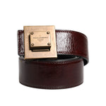Dolce & Gabbana Brown Leather Gold Metal Buckle Classic Belt BEL9265-90