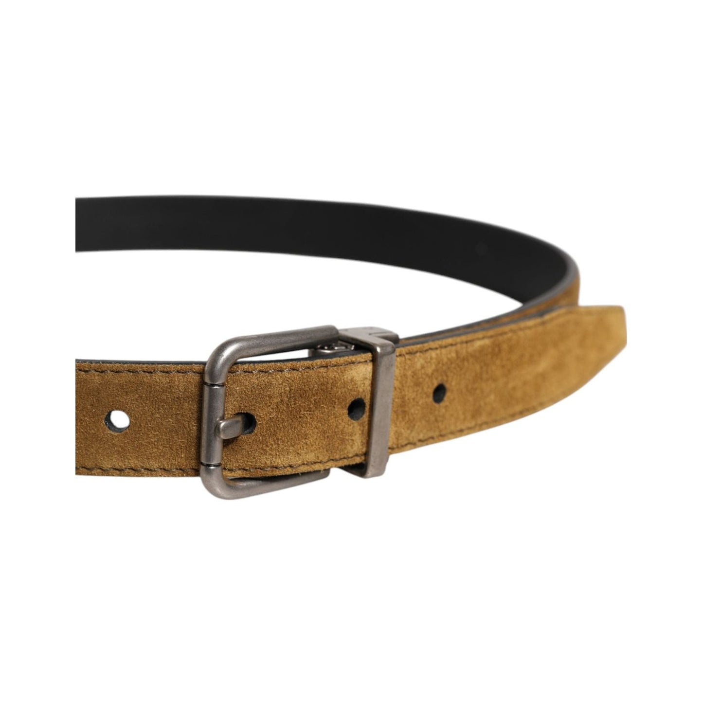 Dolce & Gabbana Brown Velvet Leather Logo Buckle Belt BEL9317-90