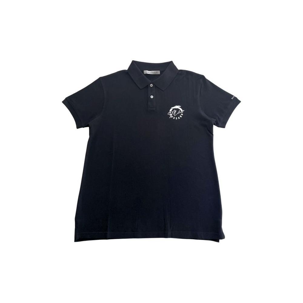 Trussardi Beachwear Black Cotton Men Polo Shirt TR-24807-S