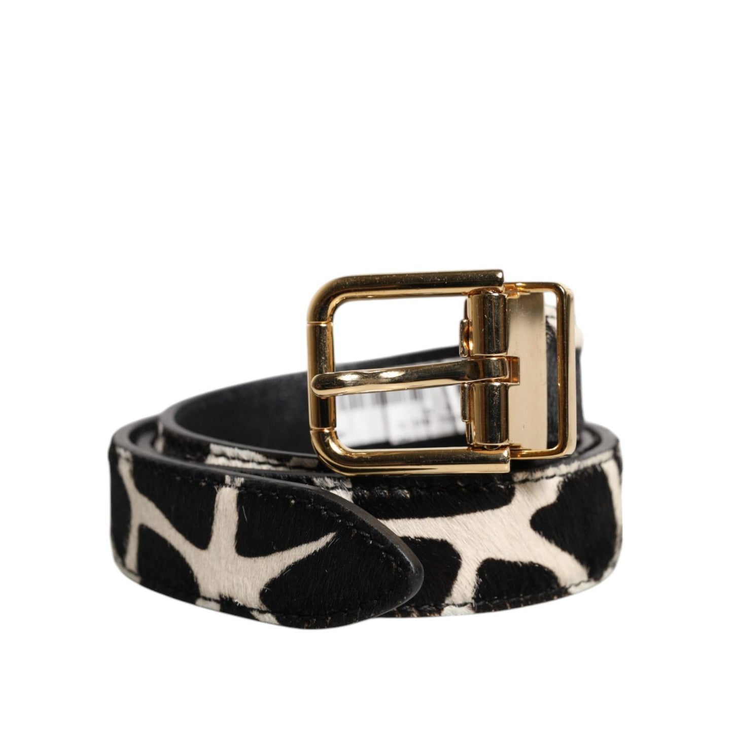 Dolce & Gabbana Brown White Pony Leather Metal Buckle Belt WMB483-75