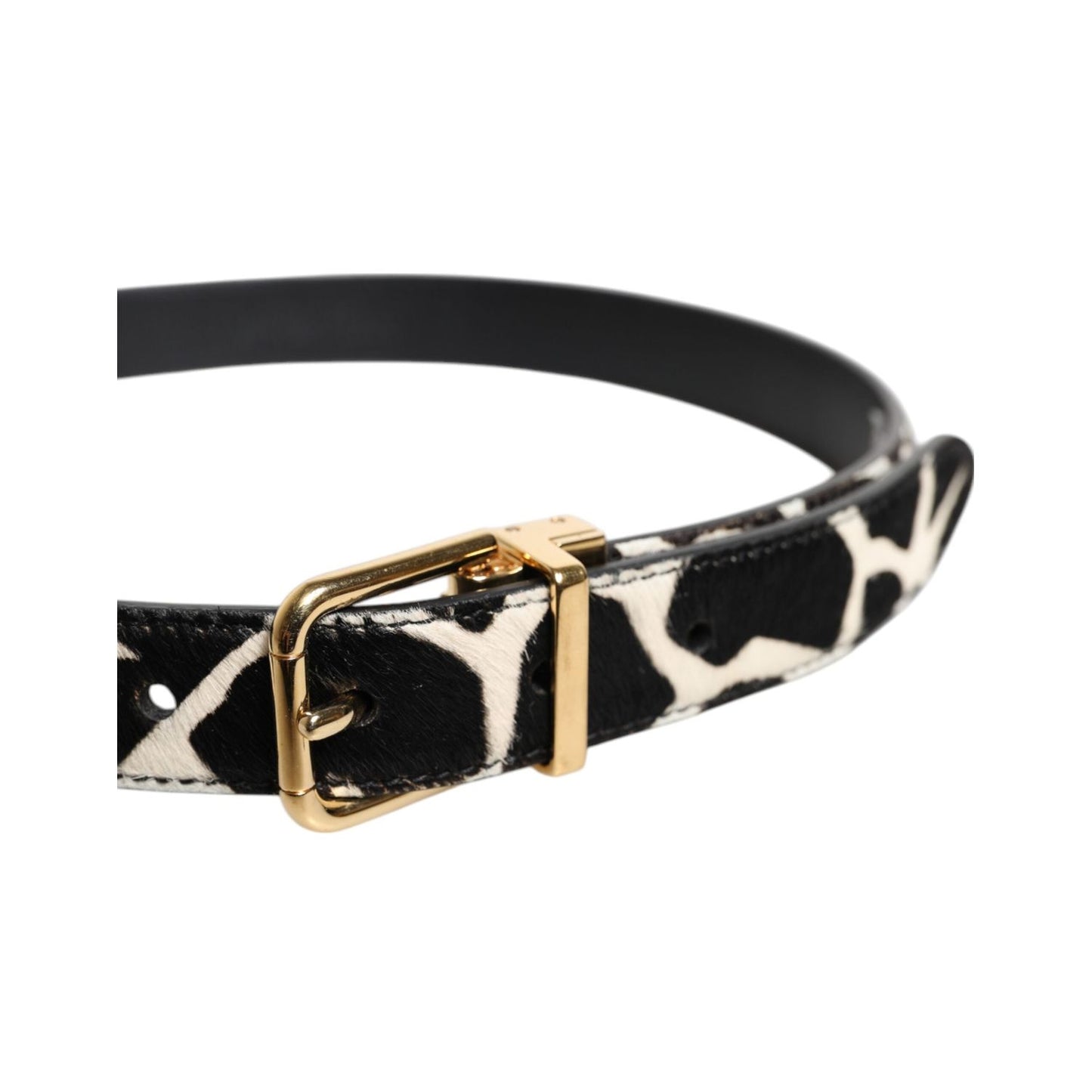 Dolce & Gabbana Brown White Pony Leather Metal Buckle Belt WMB483-75