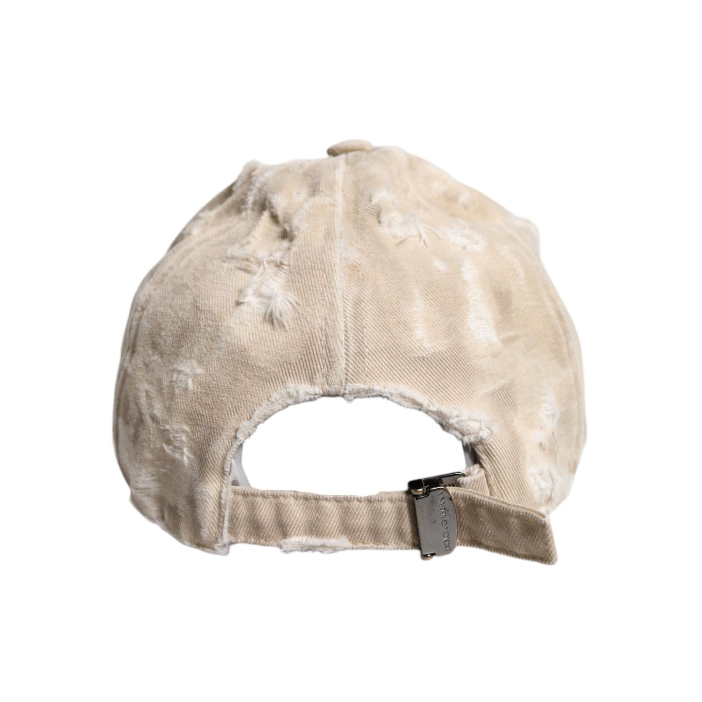 Dolce & Gabbana Beige Tattered Cotton 6 Panels Baseball Cap HAT9820-58