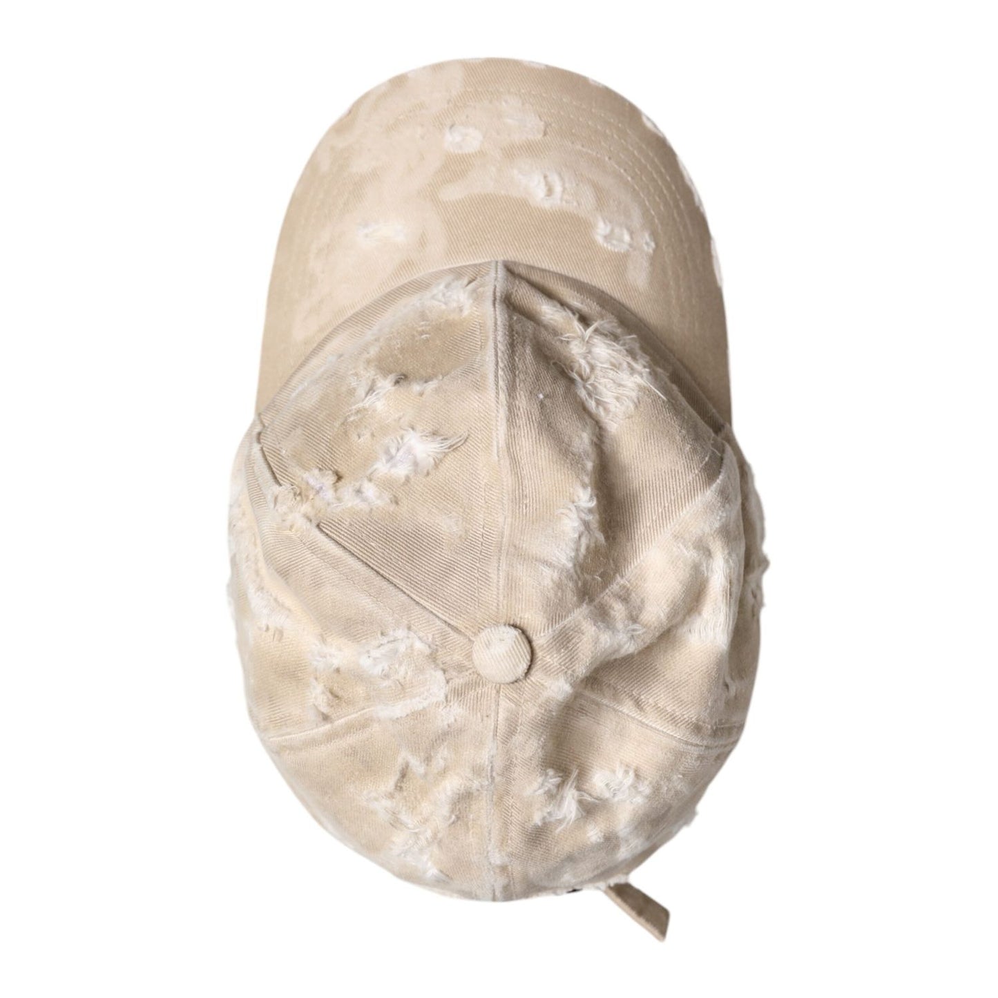 Dolce & Gabbana Beige Tattered Cotton 6 Panels Baseball Cap HAT9820-58