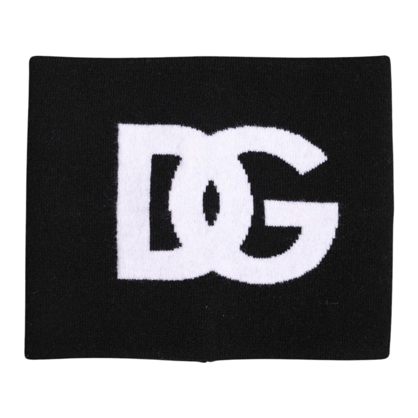 Dolce & Gabbana Black White Logo Print Knitted Neck Warmer Scarf Dolce & Gabbana