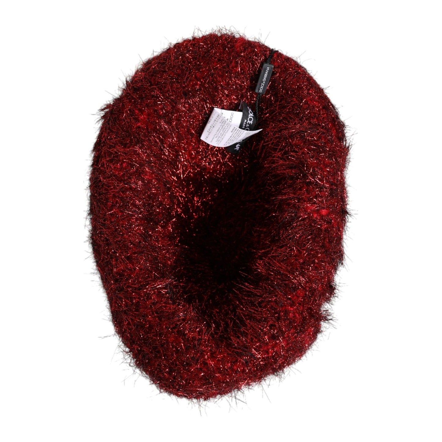 Dolce & Gabbana Red Viscose Tinsel Wide Brim Bucket Hat