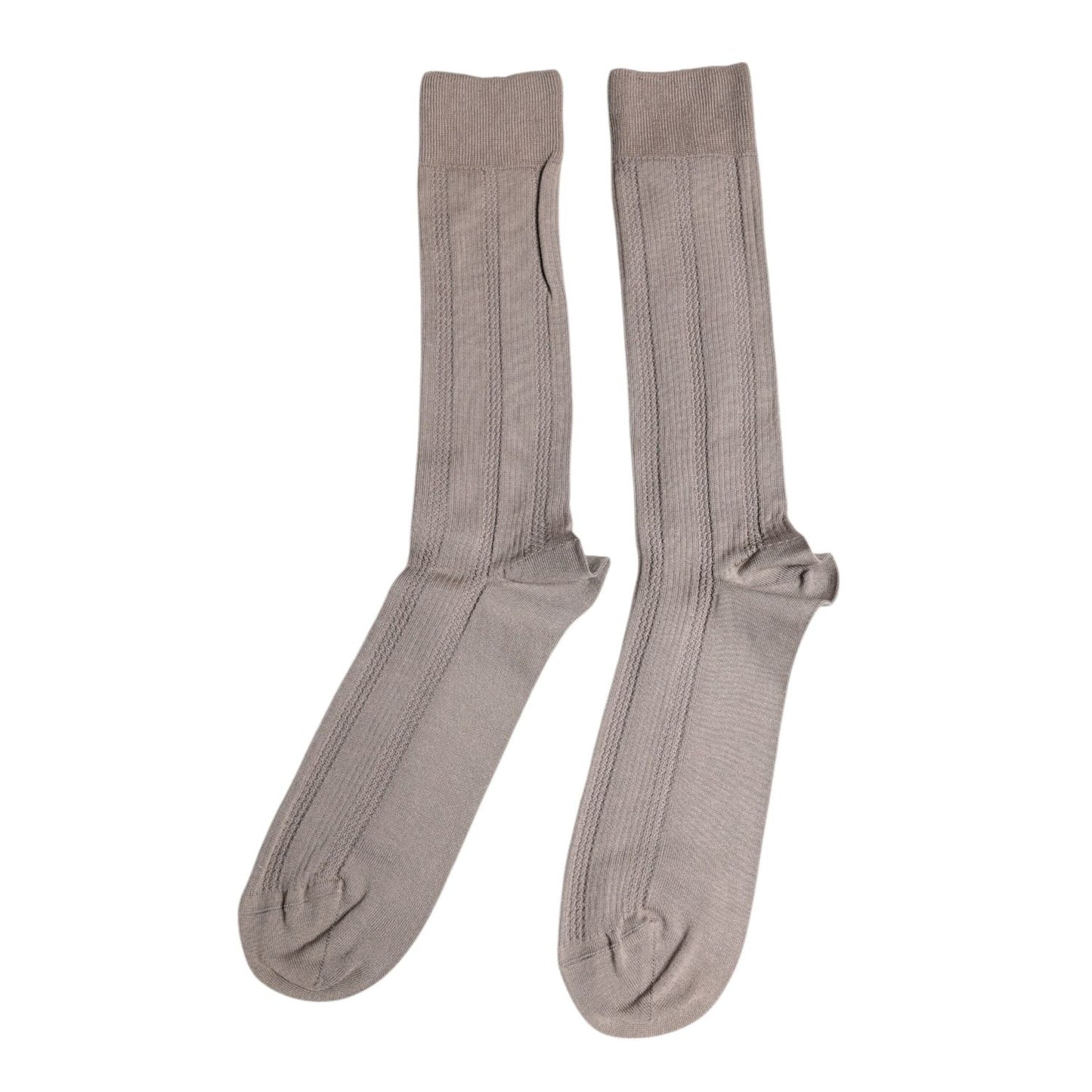 Dolce & Gabbana Brown Cotton Stretch Logo Over Calf Socks Dolce & Gabbana