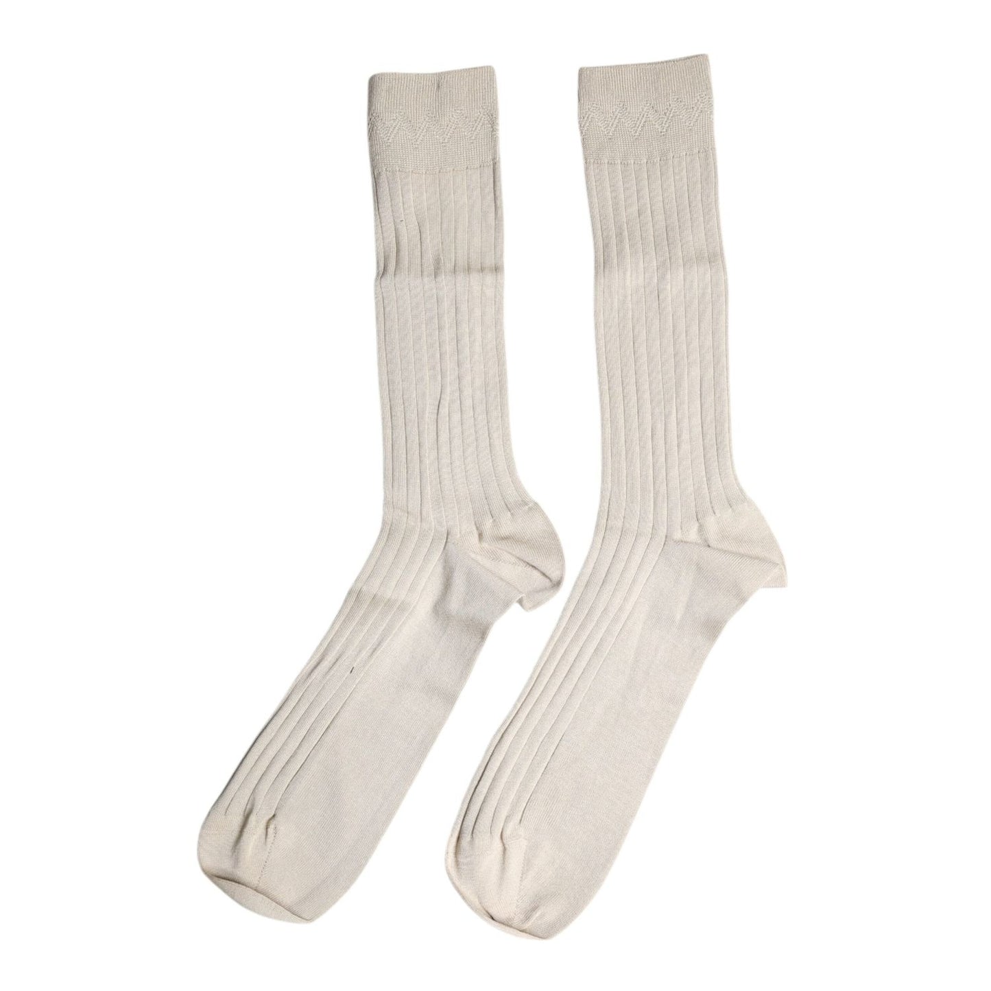 Dolce & Gabbana Beige Cotton Stretch Logo Mid Calf Socks Dolce & Gabbana
