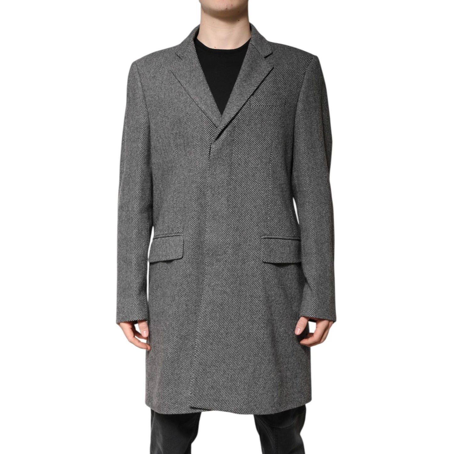 Dolce & Gabbana Gray Wool Single Breasted Trench Coat Jacket JKT4114-52