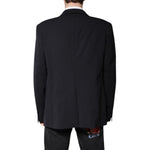Dolce & Gabbana Dark Blue Wool Single Breasted Coat Blazer JKT41397-56