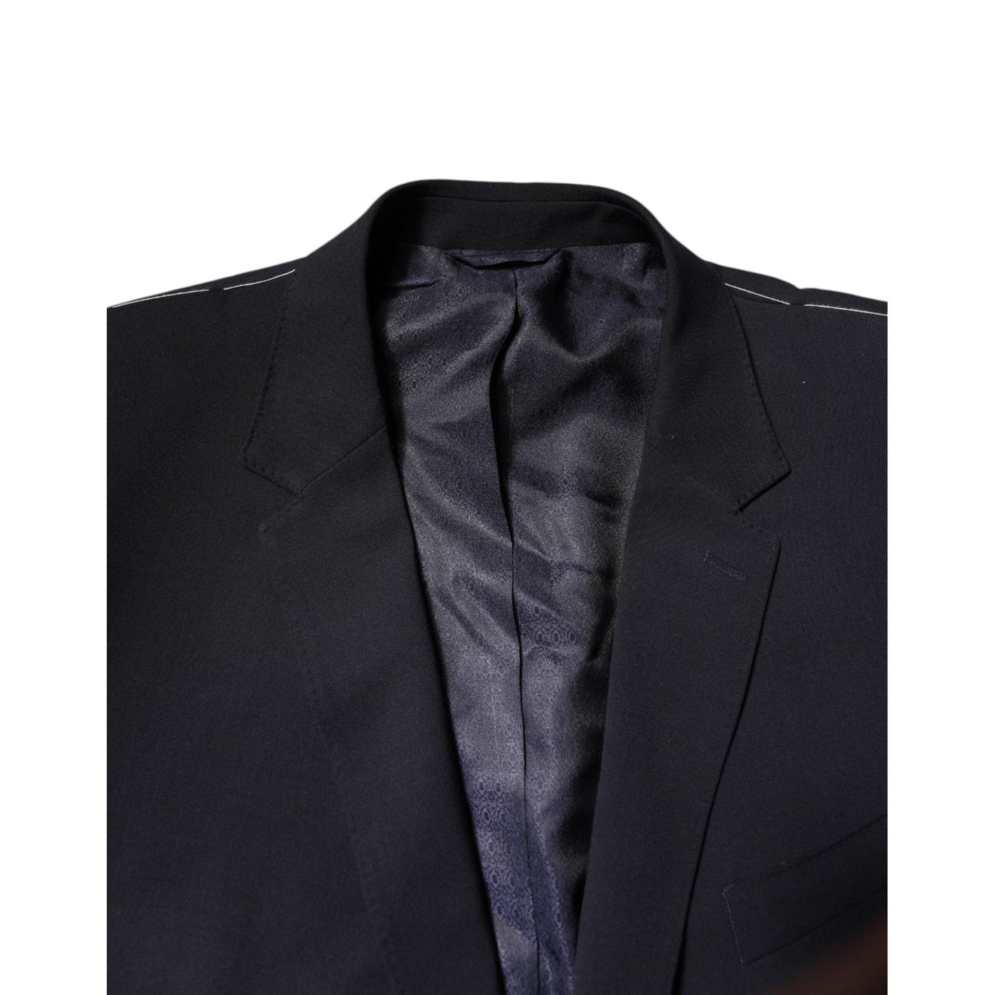 Dolce & Gabbana Dark Blue Wool Single Breasted Coat Blazer JKT41397-56