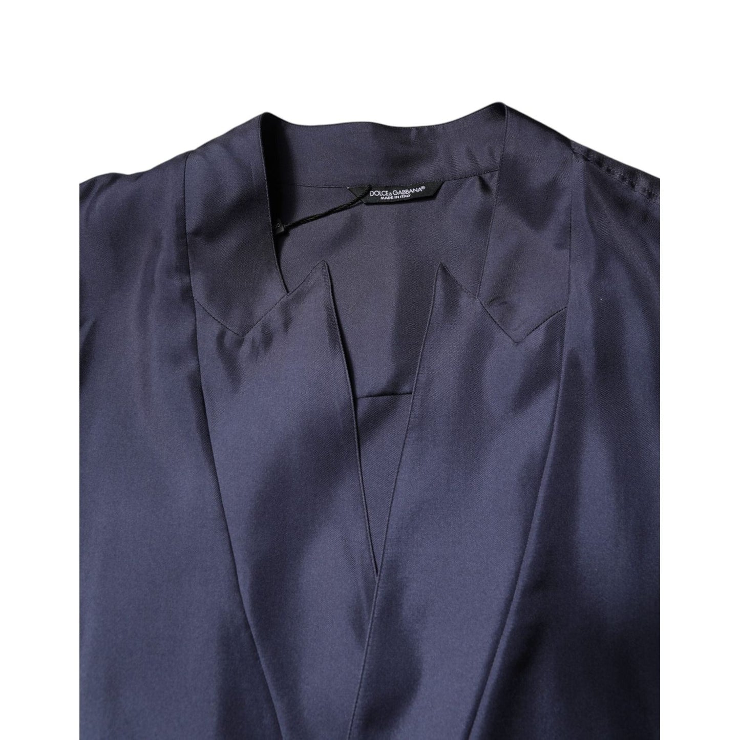 Dolce & Gabbana Dark Blue Silk Double Breasted Shirt TSH90177-43