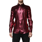 Dolce & Gabbana Metallic Red Cotton GOLD Dress Formal Shirt TSH86348-38