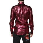 Dolce & Gabbana Metallic Red Cotton GOLD Dress Formal Shirt TSH86348-38