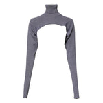 Dolce & Gabbana Gray Wool Knit Turtleneck Cropped Top Sweater TSH90383-40