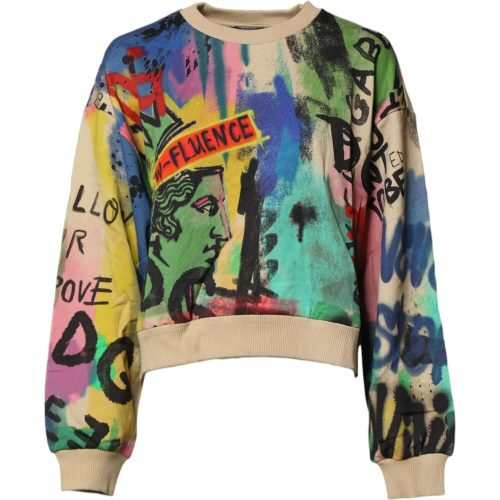 Dolce & Gabbana Multicolor Print Cotton Pullover Sweater TSH878506-40