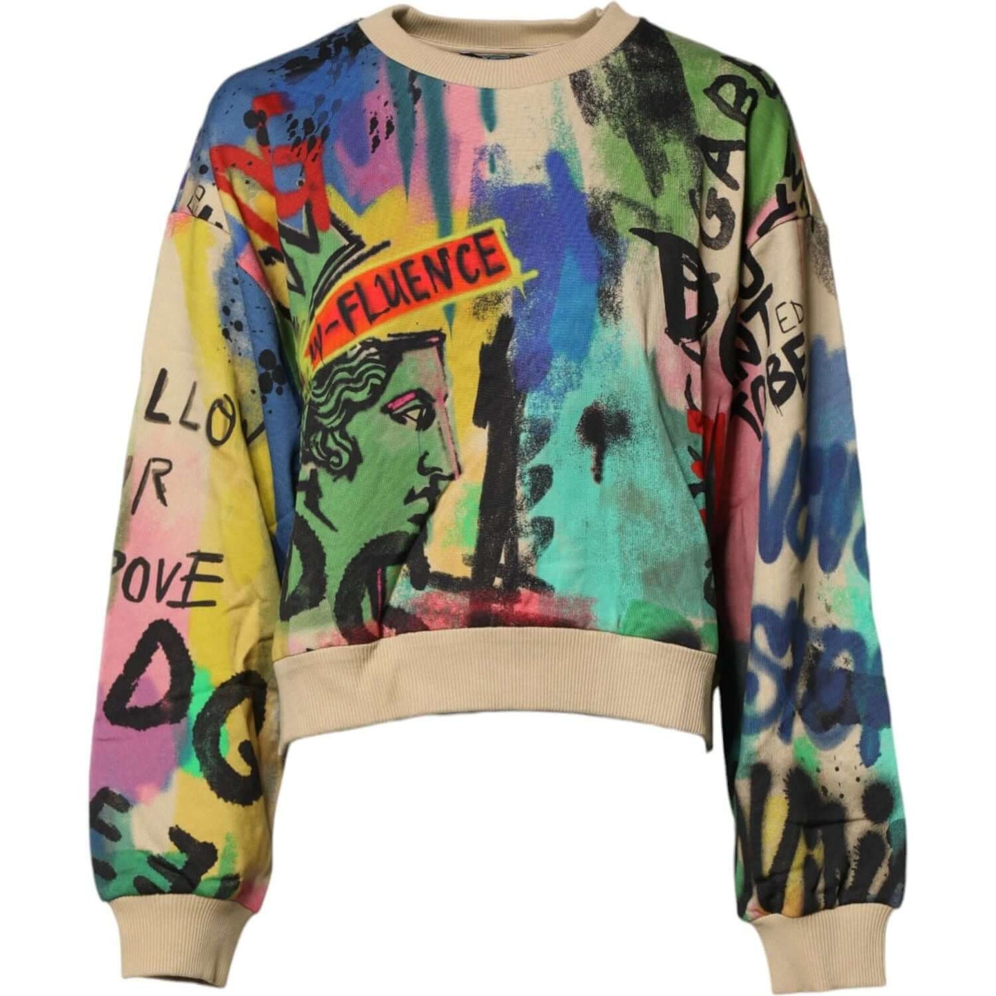 Dolce & Gabbana Multicolor Print Cotton Pullover Sweater TSH878506-40