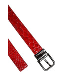 Dolce & Gabbana Red Exotic Leather Brass Metal Buckle Belt BEL9374-80