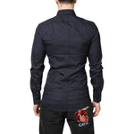 Dolce & Gabbana Dark Blue GOLD Cotton Dress Formal Shirt TSH87813-37