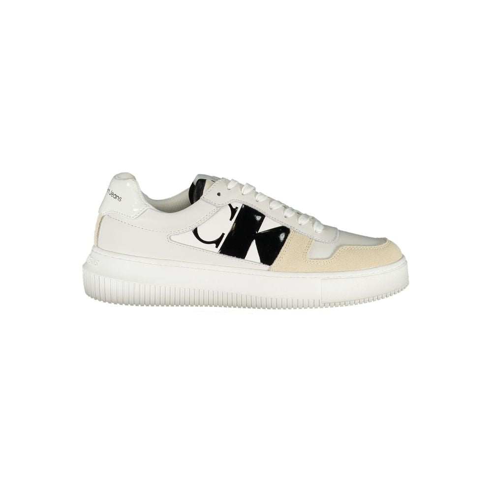 Calvin Klein Elegant White Lace-Up Sneakers with Contrast Detail CA-28516-EU40/US10